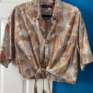 Tori Richard Button Down Shirt in Cream and Brown